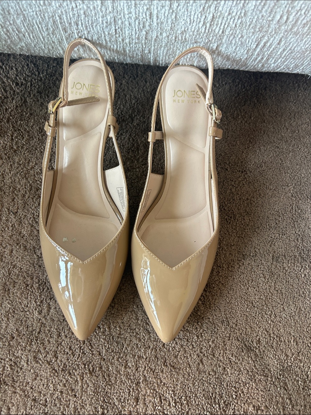 Jones New York Nude Patent Pointed Slingback Flats